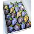 20pcs Black & Purple Indulgence with Gold Chocolate Strawberries Gift Box